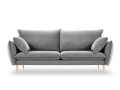 Sofa 3-osobowa Elio szary aksamit złote nóżki