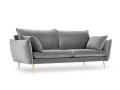 Sofa 3-osobowa Elio szary aksamit złote nóżki