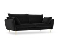 Sofa 3-osobowa Elio czarny aksamit nóżki glamour