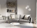 Sofa 3-osobowa Elio strukturalna tkanina jasny szary nóżki złote