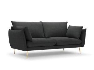 Sofa 3-osobowa Elio strukturalna tkanina grafitowy nóżki glamour