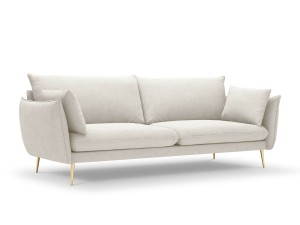 Sofa 4-osobowa Elio złote nóżki strukturalna tkanina jasny beż