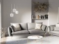 Sofa 4-osobowa Elio strukturalna tkanina jasny szary nóżki złote