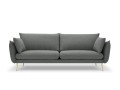 Sofa 4-osobowa Elio strukturalna tkanina ciemny szary nóżki złote