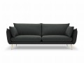 Sofa 4-osobowa Elio strukturalna tkanina grafitowy nóżki złote