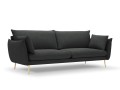 Sofa 4-osobowa Elio strukturalna tkanina grafitowy nóżki złote
