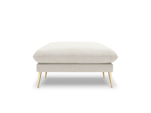Elegancka pufa Elio strukturalna tkanina jasny beż nóżki złote