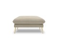 Elegancka pufa Elio strukturalna tkanina ciemny beż nóżki złote