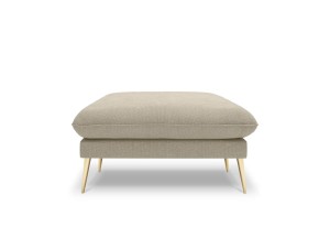 Elegancka pufa Elio strukturalna tkanina ciemny beż nóżki złote