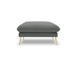 Elegancka pufa Elio strukturalna tkanina ciemny szary nóżki złote