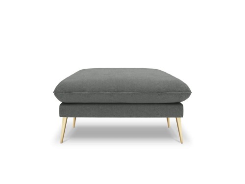 Elegancka pufa Elio strukturalna tkanina ciemny szary nóżki złote