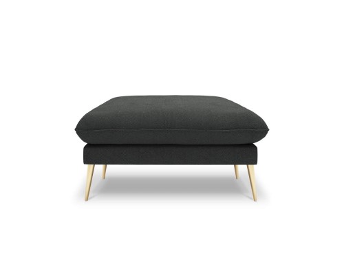 Elegancka pufa Elio strukturalna tkanina grafitowy nóżki złote