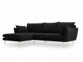 Narożnik czarny aksamit nóżki złote glamour Elio