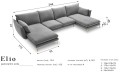 Sofa z dwoma narożnikami Elio beżowy aksamit złote nóżki