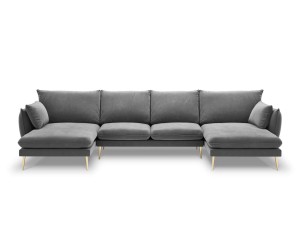 Sofa z dwoma narożnikami Elio szary aksamit złote nóżki