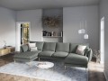 Sofa z dwoma narożnikami Elio strukturalna tkanina ciemny szary nóżki złote