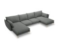 Sofa z dwoma narożnikami Elio strukturalna tkanina ciemny szary nóżki złote