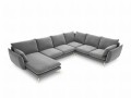 Sofa panoramiczna szary aksamit złote nóżki Elio