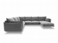 Sofa panoramiczna szary aksamit złote nóżki Elio