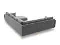 Sofa panoramiczna szary aksamit złote nóżki Elio