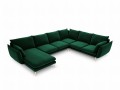 Sofa panoramiczna butelkowa zieleń aksamit złote nóżki Elio