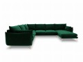 Sofa panoramiczna butelkowa zieleń aksamit złote nóżki Elio