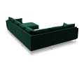 Sofa panoramiczna butelkowa zieleń aksamit złote nóżki Elio