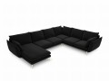Sofa panoramiczna czarny aksamit nóżki złote