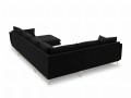 Sofa panoramiczna czarny aksamit nóżki złote