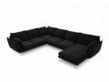 Sofa panoramiczna czarny aksamit nóżki złote