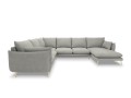 Sofa panoramiczna Elio strukturalna tkanina jasny szary nóżki złote