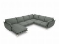 Sofa panoramiczna Elio strukturalna tkanina ciemny szary nóżki złote