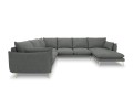Sofa panoramiczna Elio strukturalna tkanina ciemny szary nóżki złote