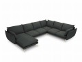 Sofa panoramiczna Elio strukturalna tkanina grafitowy nóżki złote