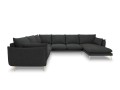 Sofa panoramiczna Elio strukturalna tkanina grafitowy nóżki złote