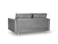 Sofa dwuosobowa pikowana Santo aksamit szara na złotych nóżkach