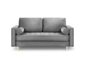 Sofa dwuosobowa pikowana Santo aksamit szara na złotych nóżkach