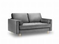 Sofa dwuosobowa pikowana Santo aksamit szara na złotych nóżkach