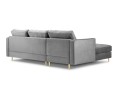 Narożna sofa pikowana Santo aksamit szara na złotych nóżkach