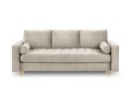 Rozkładana sofa 3 osobowa pikowana Santo aksamit beżowa nóżki złote