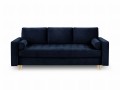 Rozkładana sofa 3 osobowa pikowana Santo aksamit granatowa nóżki złote