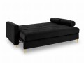 Rozkładana sofa 3 osobowa pikowana Santo aksamit czarna nóżki złote
