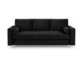 Rozkładana sofa 3 osobowa pikowana Santo aksamit czarna nóżki złote