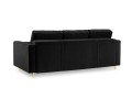 Rozkładana sofa 3 osobowa pikowana Santo aksamit czarna nóżki złote
