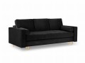 Rozkładana sofa 3 osobowa pikowana Santo aksamit czarna nóżki złote