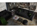 Rozkładana sofa 3 osobowa pikowana Santo aksamit czarna nóżki złote
