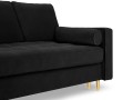 Rozkładana sofa 3 osobowa pikowana Santo aksamit czarna nóżki złote