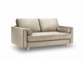 Sofa dwuosobowa pikowana Santo aksamit beżowa na złotych nóżkach