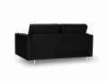 Sofa dwuosobowa pikowana Santo aksamit czarna na złotych nóżkach