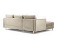 Narożna sofa pikowana Santo aksamit beżowa na złotych nóżkach